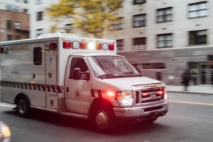 ambulance driving to hospital